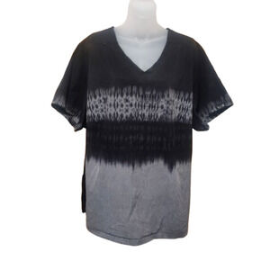Koi Basics Women's Black Gray Gradient V Neck Short Sleeve Shirt Size 3X BG34